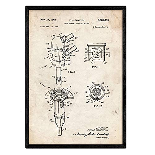 Poster con patente de Barril de cerveza. Lámina con diseño de patente antigua.-Artwork-Nacnic-Nacnic Estudio SL