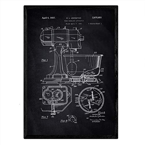 Poster con patente de Batidora industrial. Lámina con diseño de patente antigua-Artwork-Nacnic-Nacnic Estudio SL