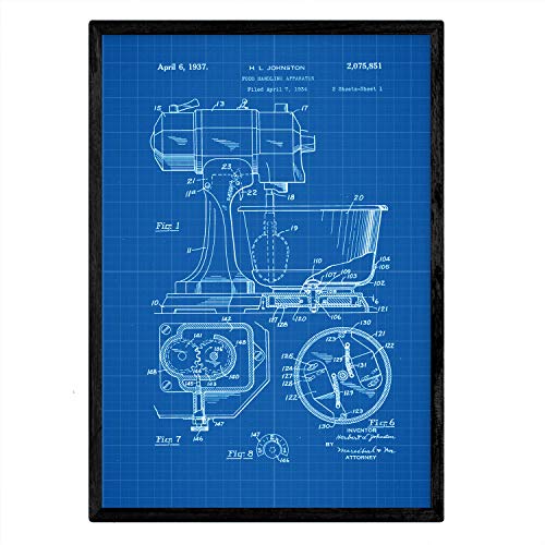 Poster con patente de Batidora industrial. Lámina con diseño de patente antigua-Artwork-Nacnic-Nacnic Estudio SL