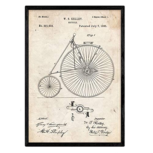 Poster con patente de Bicicleta 2. Lámina con diseño de patente antigua.-Artwork-Nacnic-Nacnic Estudio SL