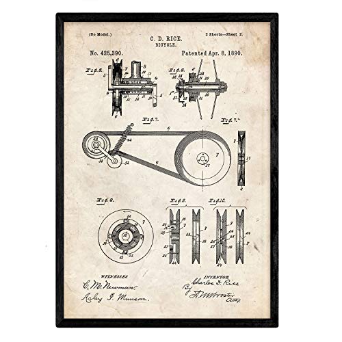 Poster con patente de Bicicleta 3. Lámina con diseño de patente antigua.-Artwork-Nacnic-Nacnic Estudio SL