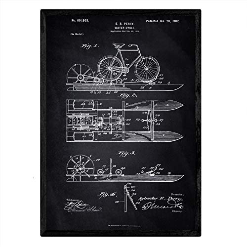 Poster con patente de Bicicleta acuatica. Lámina con diseño de patente antigua-Artwork-Nacnic-Nacnic Estudio SL