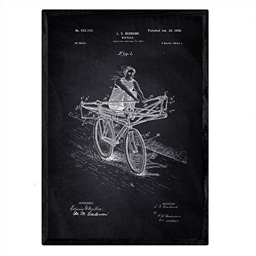 Poster con patente de Bicicleta manual. Lámina con diseño de patente antigua-Artwork-Nacnic-Nacnic Estudio SL