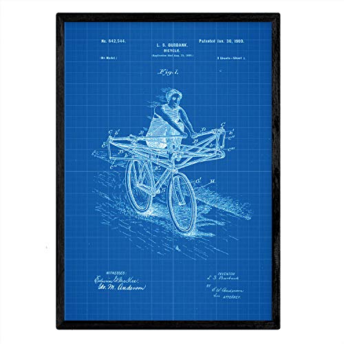 Poster con patente de Bicicleta manual. Lámina con diseño de patente antigua-Artwork-Nacnic-Nacnic Estudio SL