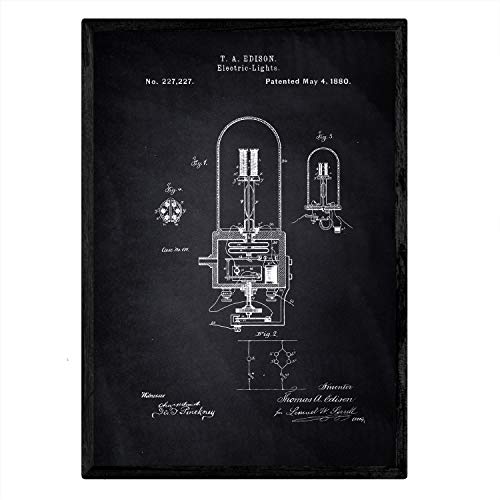Poster con patente de Bombilla electrica 2. Lámina con diseño de patente antigua-Artwork-Nacnic-Nacnic Estudio SL