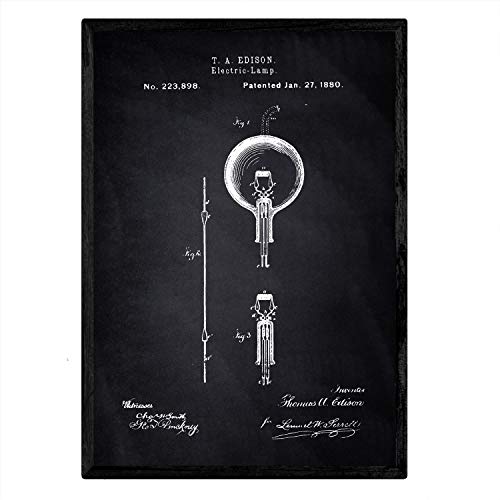 Poster con patente de Bombilla electrica. Lámina con diseño de patente antigua-Artwork-Nacnic-Nacnic Estudio SL