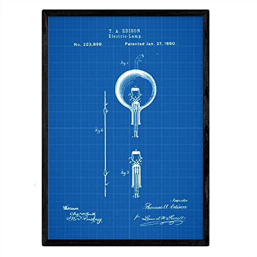 Poster con patente de Bombilla electrica. Lámina con diseño de patente antigua-Artwork-Nacnic-Nacnic Estudio SL
