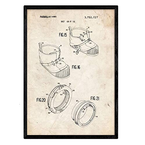 Poster con patente de Bota astronauta. Lámina con diseño de patente antigua.-Artwork-Nacnic-Nacnic Estudio SL