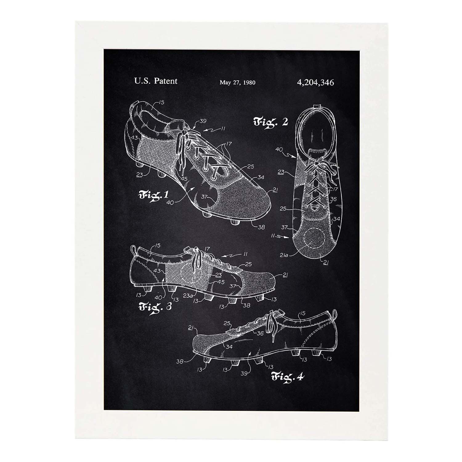 Poster con patente de Botas de tacos1. Lámina con diseño de patente antigua-Artwork-Nacnic-A3-Marco Blanco-Nacnic Estudio SL