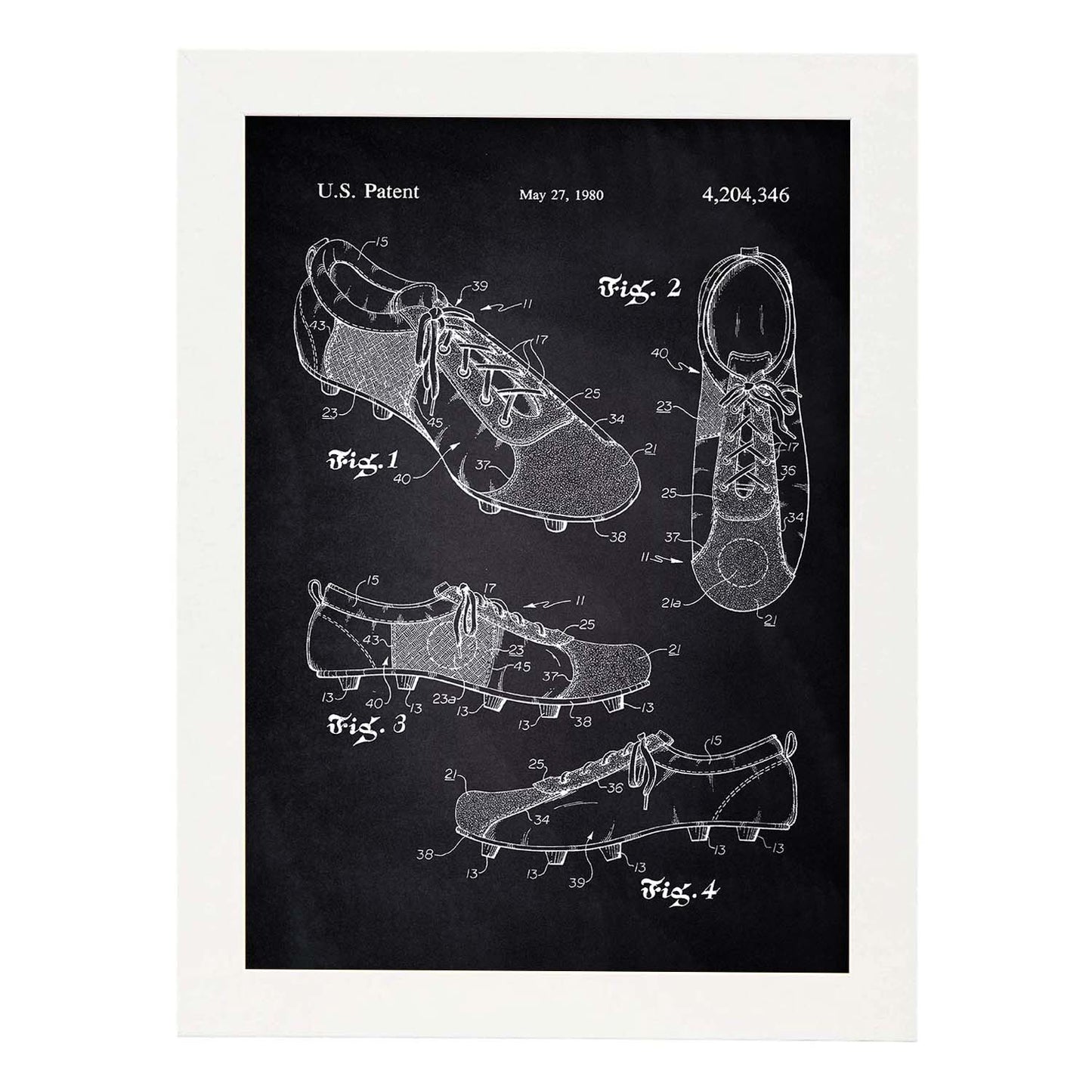 Poster con patente de Botas de tacos1. Lámina con diseño de patente antigua-Artwork-Nacnic-A4-Marco Blanco-Nacnic Estudio SL