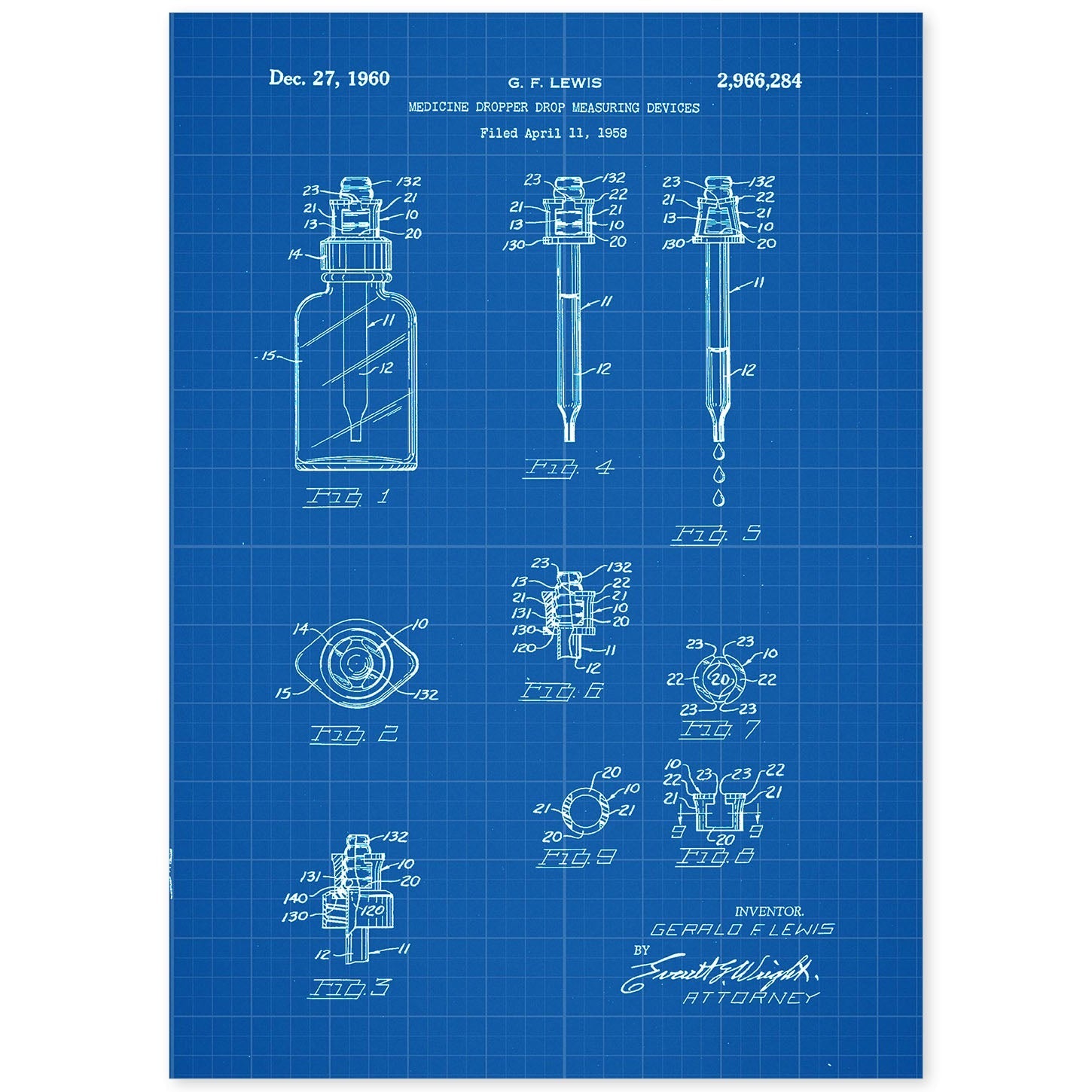Poster con patente de Bote con cuentagotas. Lámina con diseño de patente antigua-Artwork-Nacnic-A4-Sin marco-Nacnic Estudio SL