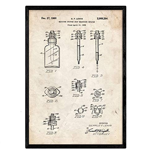 Poster con patente de Bote con cuentagotas. Lámina con diseño de patente antigua.-Artwork-Nacnic-Nacnic Estudio SL