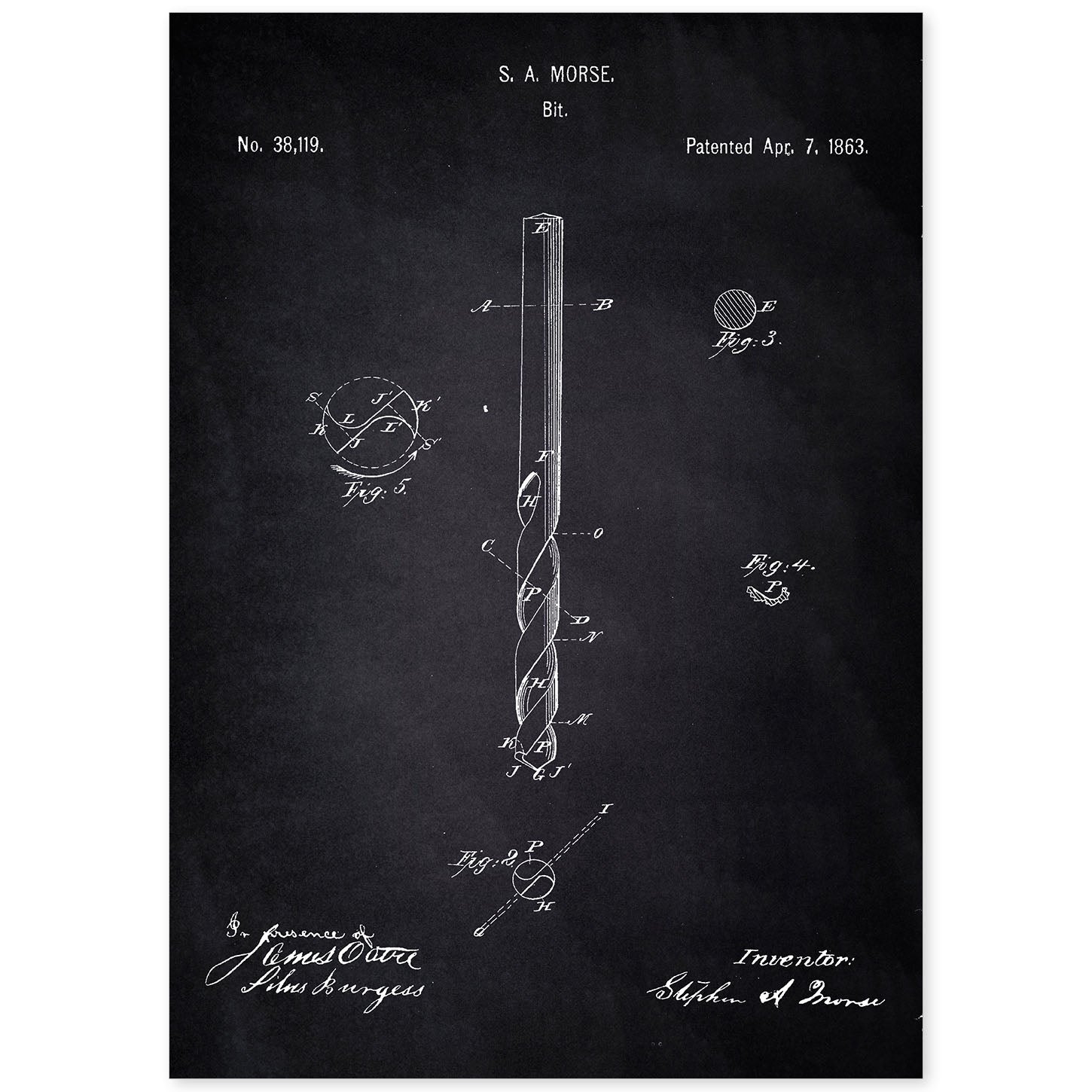 Poster con patente de Broca. Lámina con diseño de patente antigua-Artwork-Nacnic-A4-Sin marco-Nacnic Estudio SL