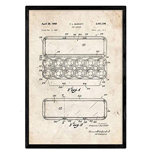 Poster con patente de Caja de huevos 1. Lámina con diseño de patente antigua.-Artwork-Nacnic-Nacnic Estudio SL