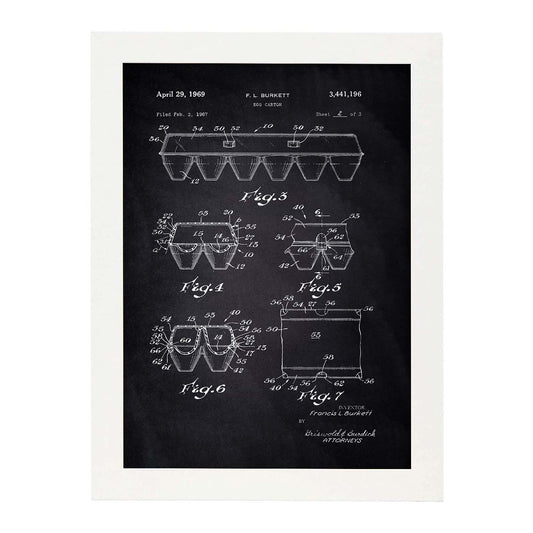Poster con patente de Caja de huevos 2. Lámina con diseño de patente antigua-Artwork-Nacnic-A3-Marco Blanco-Nacnic Estudio SL