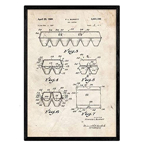 Poster con patente de Caja de huevos 2. Lámina con diseño de patente antigua.-Artwork-Nacnic-Nacnic Estudio SL