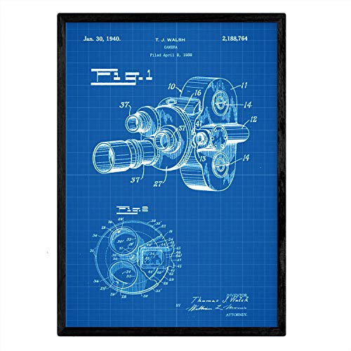 Poster con patente de Camara de fotos 8 milimetros. Lámina con diseño de patente antigua-Artwork-Nacnic-Nacnic Estudio SL