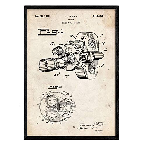 Poster con patente de Camara de fotos 8 milimetros. Lámina con diseño de patente antigua.-Artwork-Nacnic-Nacnic Estudio SL