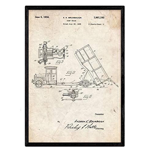 Poster con patente de Camion de basura 2. Lámina con diseño de patente antigua.-Artwork-Nacnic-Nacnic Estudio SL