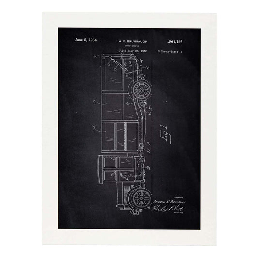 Poster con patente de Camion de la basura. Lámina con diseño de patente antigua-Artwork-Nacnic-A3-Marco Blanco-Nacnic Estudio SL
