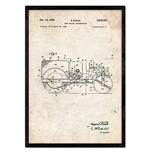 Poster con patente de Camión de rodillo. Lámina con diseño de patente antigua.-Artwork-Nacnic-Nacnic Estudio SL
