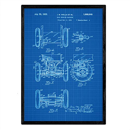 Poster con patente de Camion de trabajo en carretera 2. Lámina con diseño de patente antigua-Artwork-Nacnic-Nacnic Estudio SL