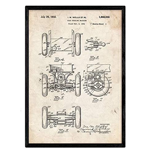 Poster con patente de Camion de trabajo en carretera 2. Lámina con diseño de patente antigua.-Artwork-Nacnic-Nacnic Estudio SL