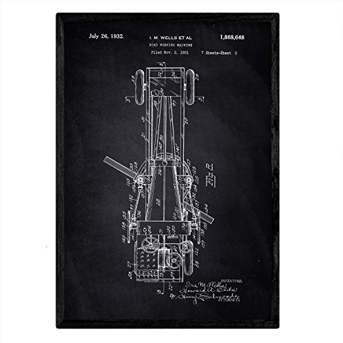 Poster con patente de Camion de trabajo en carretera 3. Lámina con diseño de patente antigua-Artwork-Nacnic-Nacnic Estudio SL