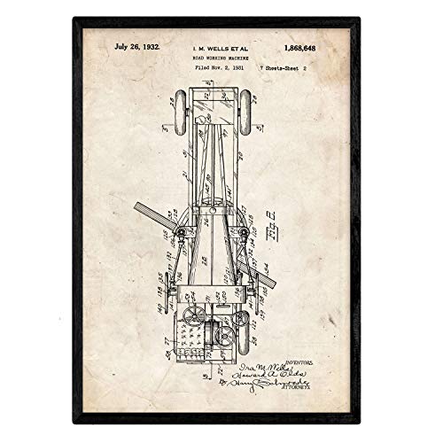 Poster con patente de Camion de trabajo en carretera 3. Lámina con diseño de patente antigua.-Artwork-Nacnic-Nacnic Estudio SL