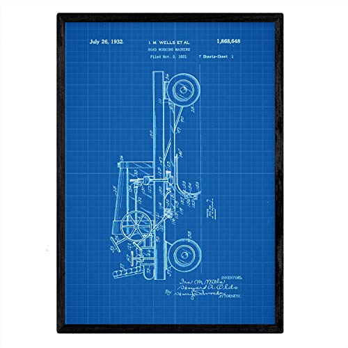 Poster con patente de Camion de trabajo en carretera. Lámina con diseño de patente antigua-Artwork-Nacnic-Nacnic Estudio SL