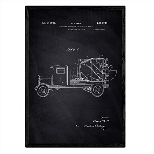 Poster con patente de Camion hormigonera. Lámina con diseño de patente antigua-Artwork-Nacnic-Nacnic Estudio SL