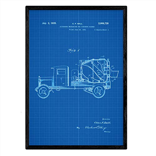 Poster con patente de Camion hormigonera. Lámina con diseño de patente antigua-Artwork-Nacnic-Nacnic Estudio SL