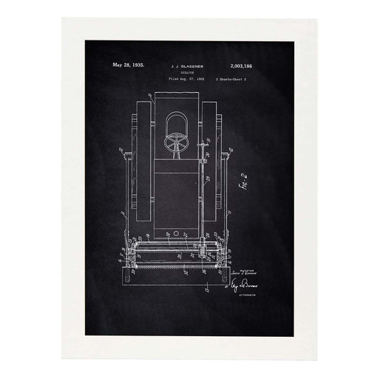 Poster con patente de Camion raspador 2. Lámina con diseño de patente antigua-Artwork-Nacnic-A3-Marco Blanco-Nacnic Estudio SL