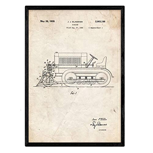 Poster con patente de Camion raspador. Lámina con diseño de patente antigua.-Artwork-Nacnic-Nacnic Estudio SL
