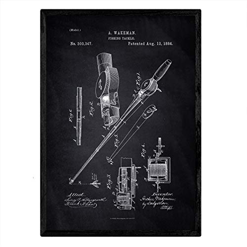 Poster con patente de Caña de pescar. Lámina con diseño de patente antigua-Artwork-Nacnic-Nacnic Estudio SL
