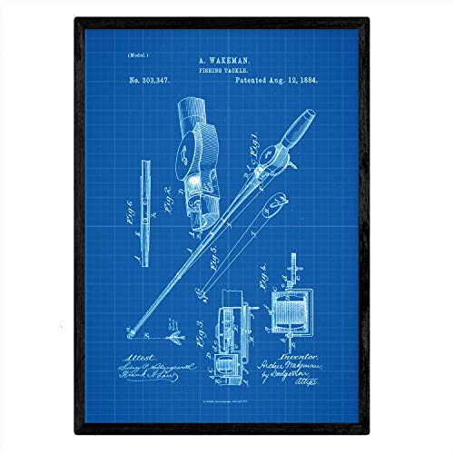 Poster con patente de Caña de pescar. Lámina con diseño de patente antigua-Artwork-Nacnic-Nacnic Estudio SL