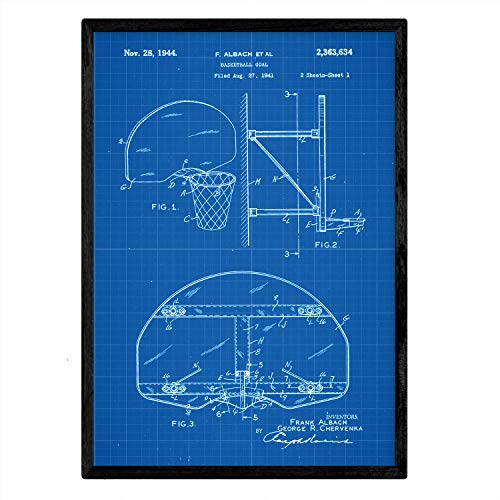 Poster con patente de Canasta baloncesto. Lámina con diseño de patente antigua-Artwork-Nacnic-Nacnic Estudio SL