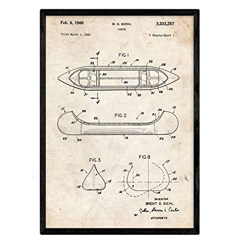 Poster con patente de Canoa 1. Lámina con diseño de patente antigua.-Artwork-Nacnic-Nacnic Estudio SL