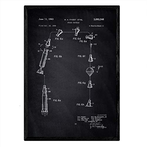 Poster con patente de Capsula espacial 3. Lámina con diseño de patente antigua-Artwork-Nacnic-Nacnic Estudio SL