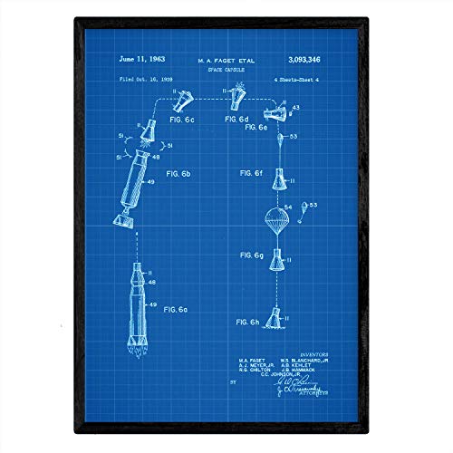 Poster con patente de Capsula espacial 3. Lámina con diseño de patente antigua-Artwork-Nacnic-Nacnic Estudio SL