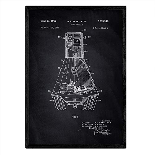 Poster con patente de Capsula espacial. Lámina con diseño de patente antigua-Artwork-Nacnic-Nacnic Estudio SL