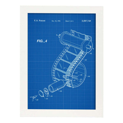 Poster con patente de Carrete de camara de fotos. Lámina con diseño de patente antigua-Artwork-Nacnic-A3-Marco Blanco-Nacnic Estudio SL