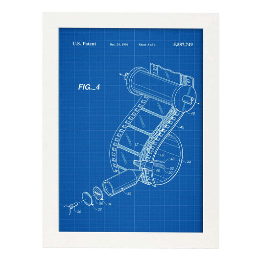 Poster con patente de Carrete de camara de fotos. Lámina con diseño de patente antigua-Artwork-Nacnic-A3-Marco Blanco-Nacnic Estudio SL