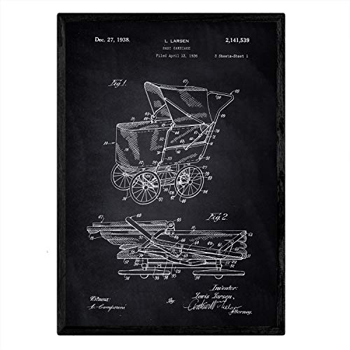 Poster con patente de Carrito bebe sentado. Lámina con diseño de patente antigua-Artwork-Nacnic-Nacnic Estudio SL