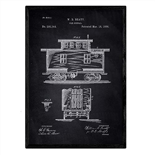 Poster con patente de Carro de tren. Lámina con diseño de patente antigua-Artwork-Nacnic-Nacnic Estudio SL