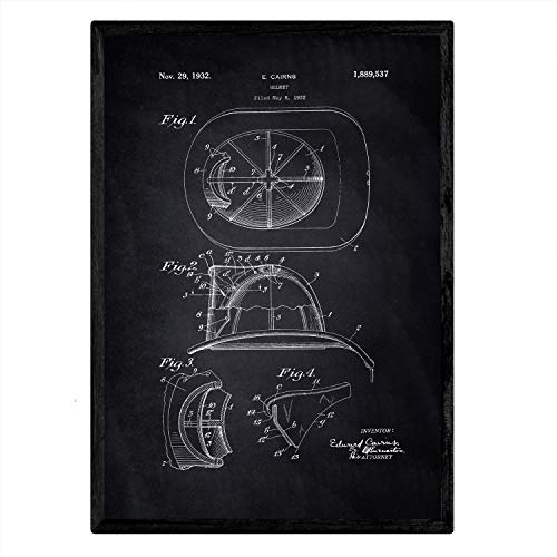 Poster con patente de Casco de bombero 2. Lámina con diseño de patente antigua-Artwork-Nacnic-Nacnic Estudio SL
