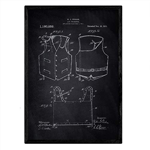Poster con patente de Chaleco salvavidas 1. Lámina con diseño de patente antigua-Artwork-Nacnic-Nacnic Estudio SL