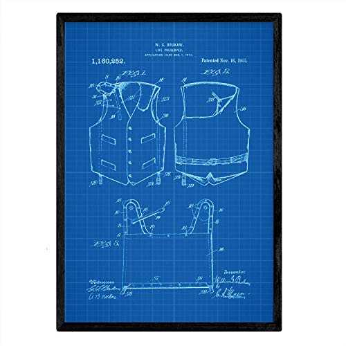 Poster con patente de Chaleco salvavidas 1. Lámina con diseño de patente antigua-Artwork-Nacnic-Nacnic Estudio SL