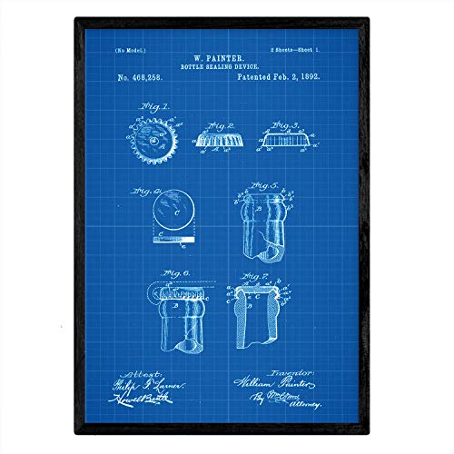 Poster con patente de Chapa de botella. Lámina con diseño de patente antigua-Artwork-Nacnic-Nacnic Estudio SL