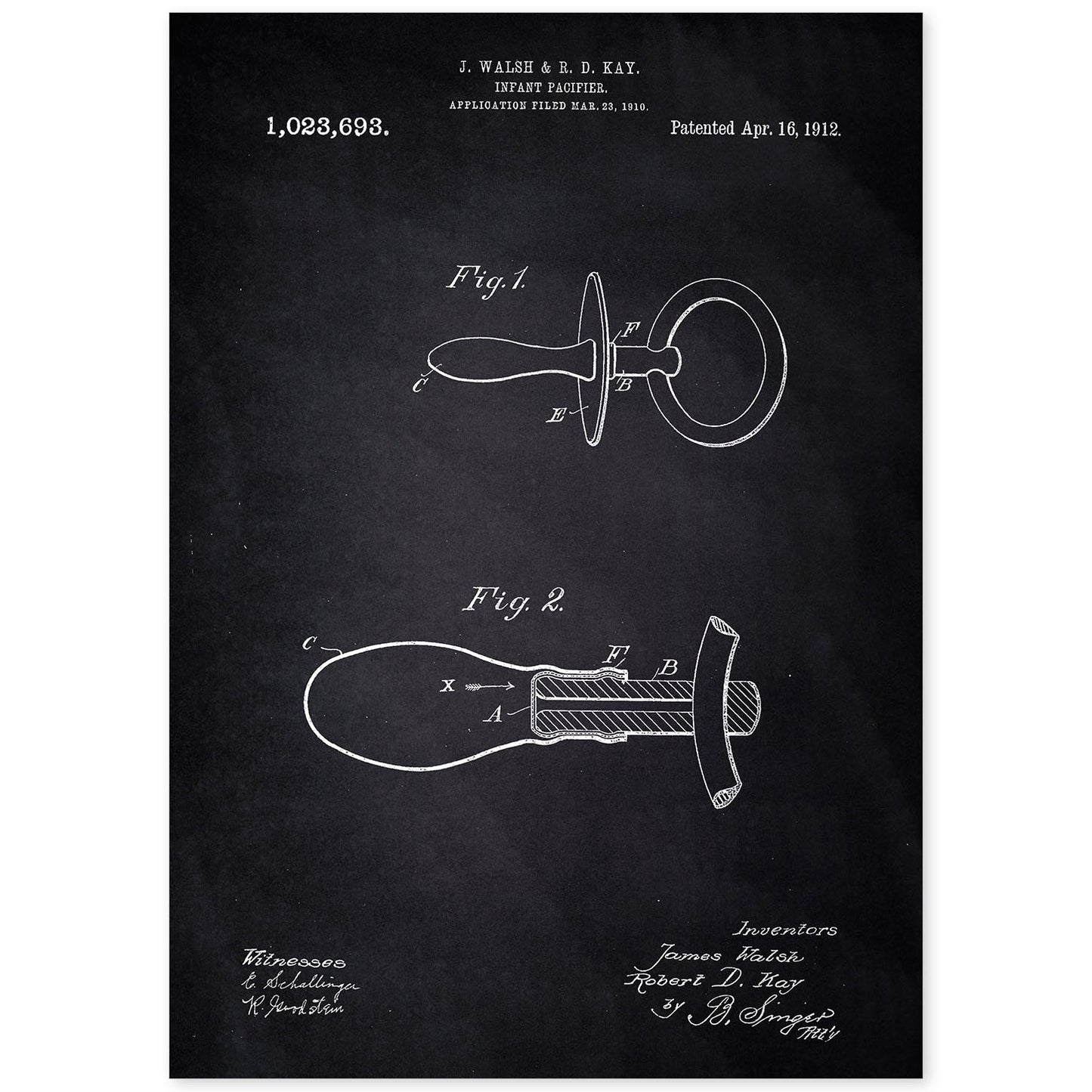Poster con patente de Chupete 2. Lámina con diseño de patente antigua-Artwork-Nacnic-A4-Sin marco-Nacnic Estudio SL